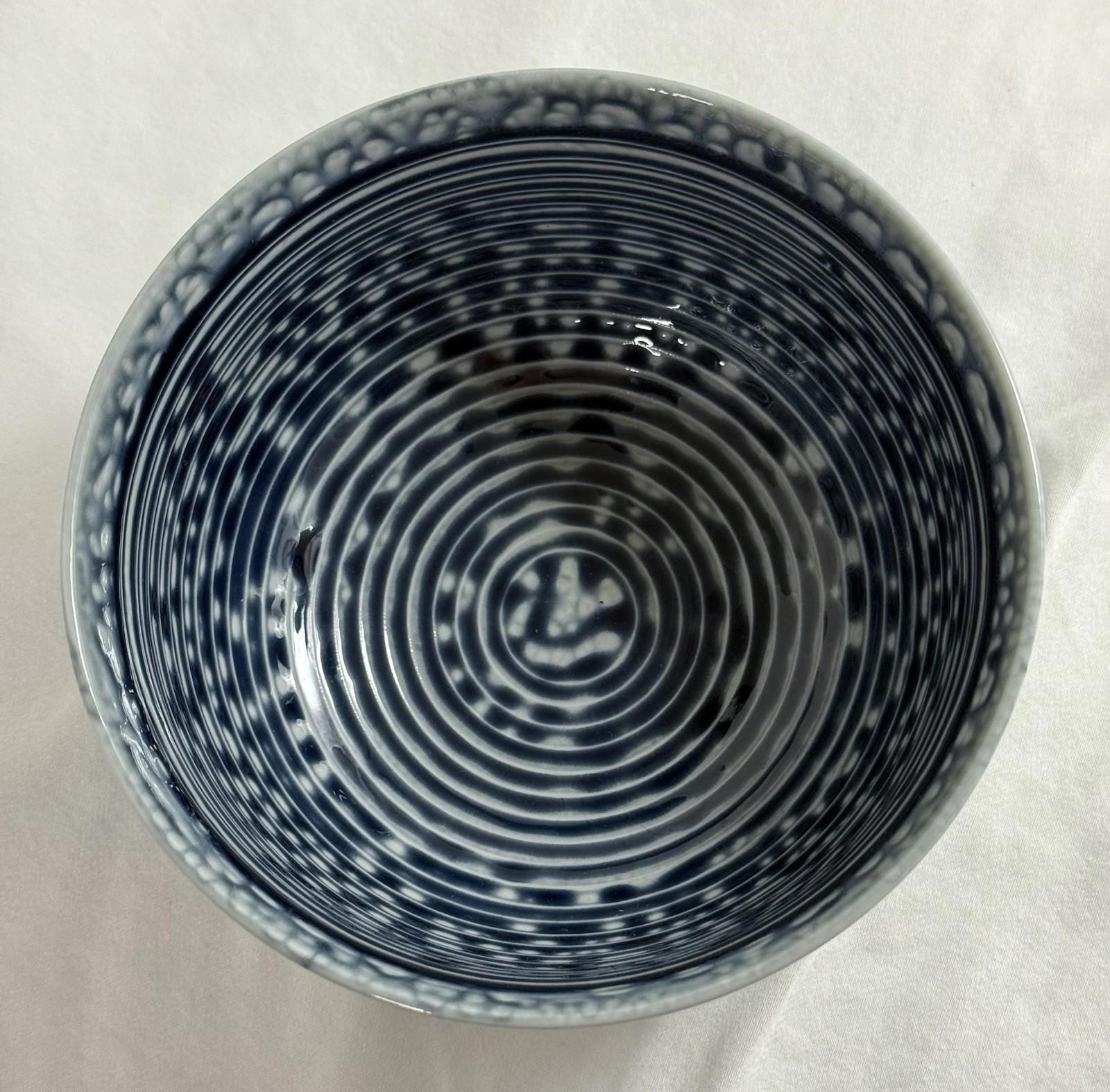 Vintage Arita Ware Blue White Porcelain Sugar Bowl Traditional Japanese Pottery