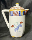 Vintage Ceramic Teapot Pitcher Lis Ceramica Brasil Floral Motif Folk Art Lidded