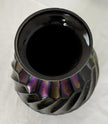 Vintage Black Iridescent Art Deco Avec Rectangles Carnival Glass Rainbow RARE