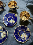 Set of 5 Royal Linoj Seckin Limoges Cobalt Blue 24K Gold Demitasse Cups Saucers