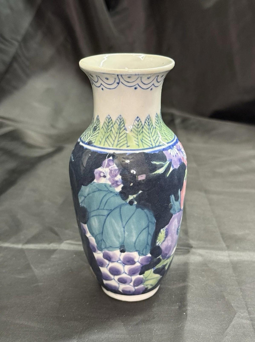 Vintage Chinoiserie-Style Bud Vase Accent Vase Floral Theme Circa 1960s