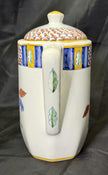 Vintage Ceramic Teapot Pitcher Lis Ceramica Brasil Floral Motif Folk Art Lidded