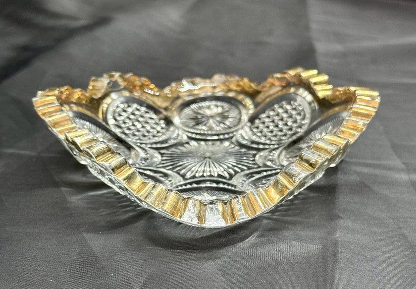 Antique (EAPG) Trinket Bowl US Glass Co # 15093 The States Gilded Sawtooth Edge