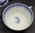 Antique Set 3 Chinese Export Blue & White Canton Pattern Porcelain Tea Cups Rare