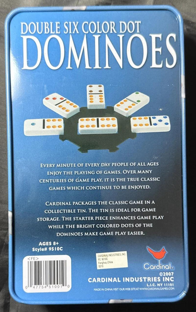 Cardinal Industries Inc Double 6 Dominoes In Tin Assorted Colors (9510C-6)